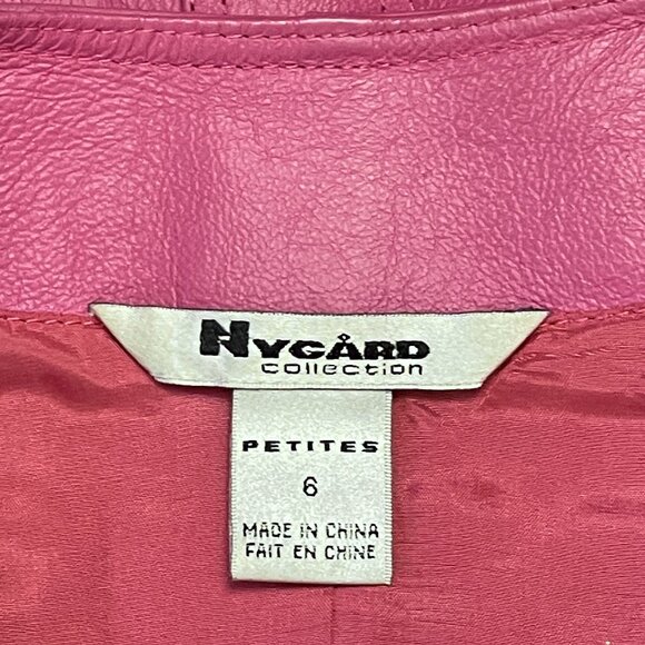 Nygard Collection Petites Pink Leather Jacket Lined Zip Front 6P - Picture 5 of 5